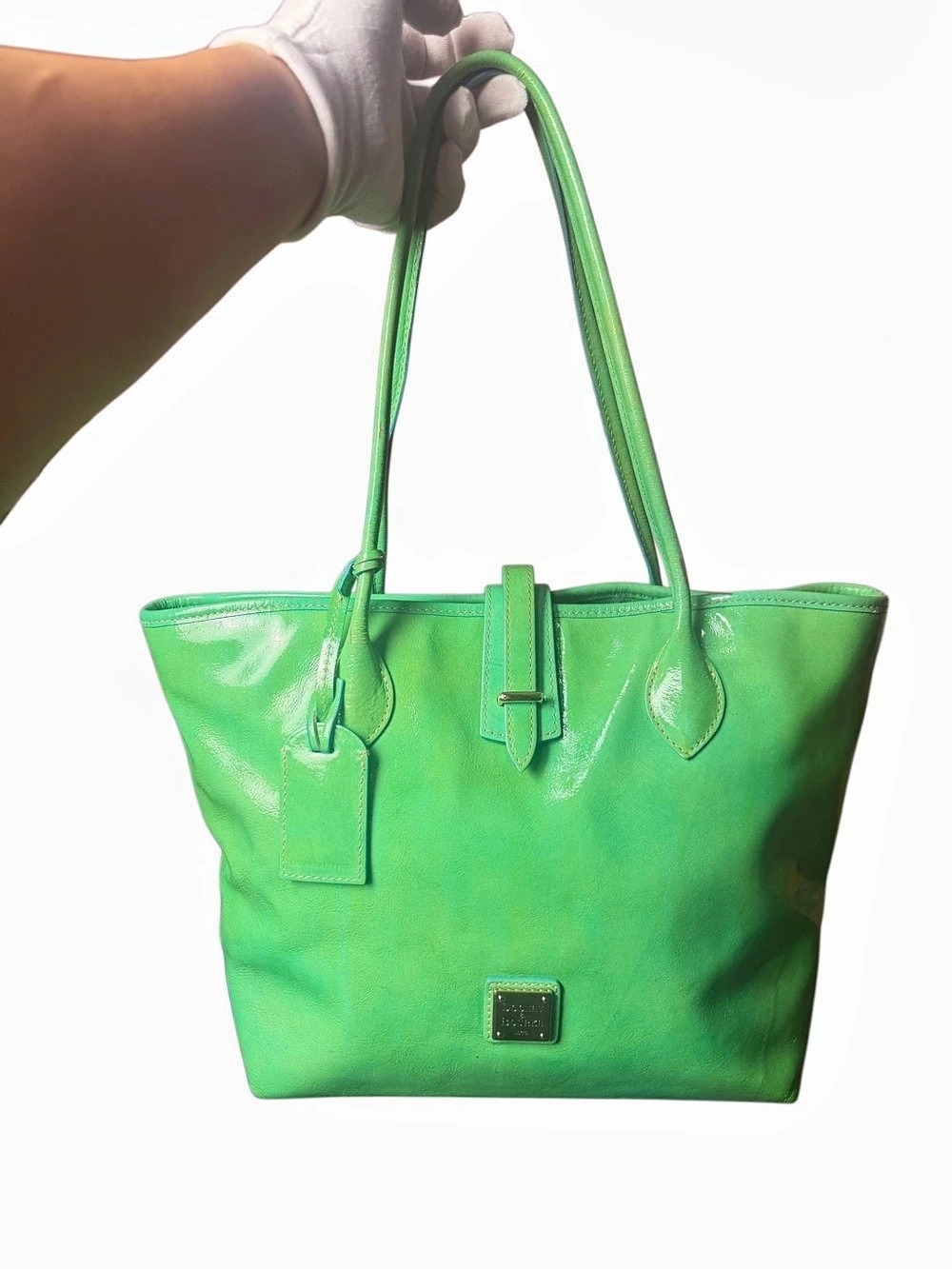 Dooney & Bourke Green Patent Leather Large Tote Y2K